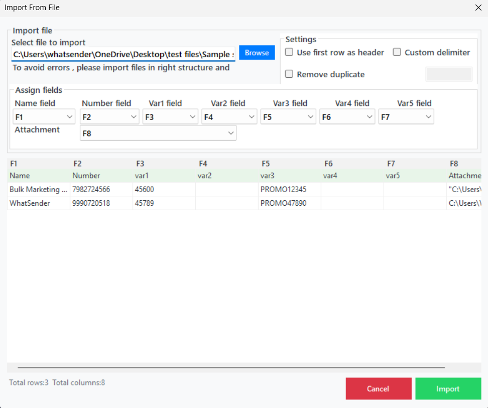 File Import Interface