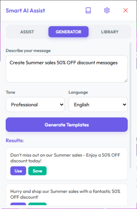 AI Message Generation Interface