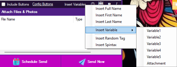 Variables Selection Menu